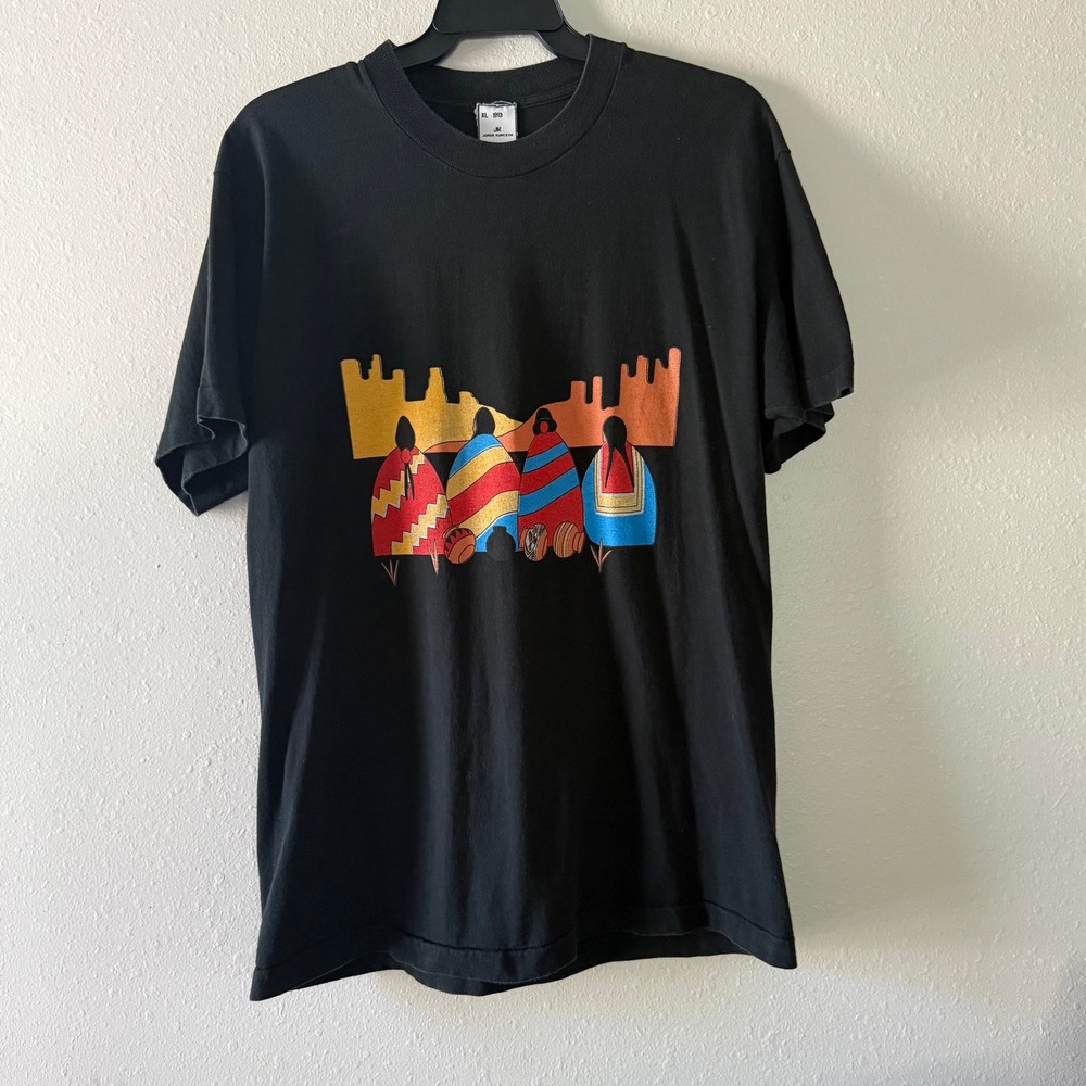 Jorge Kurczyn Mens XL Black Cotton Southwestern Graphic T-Shirt JK Desert Art